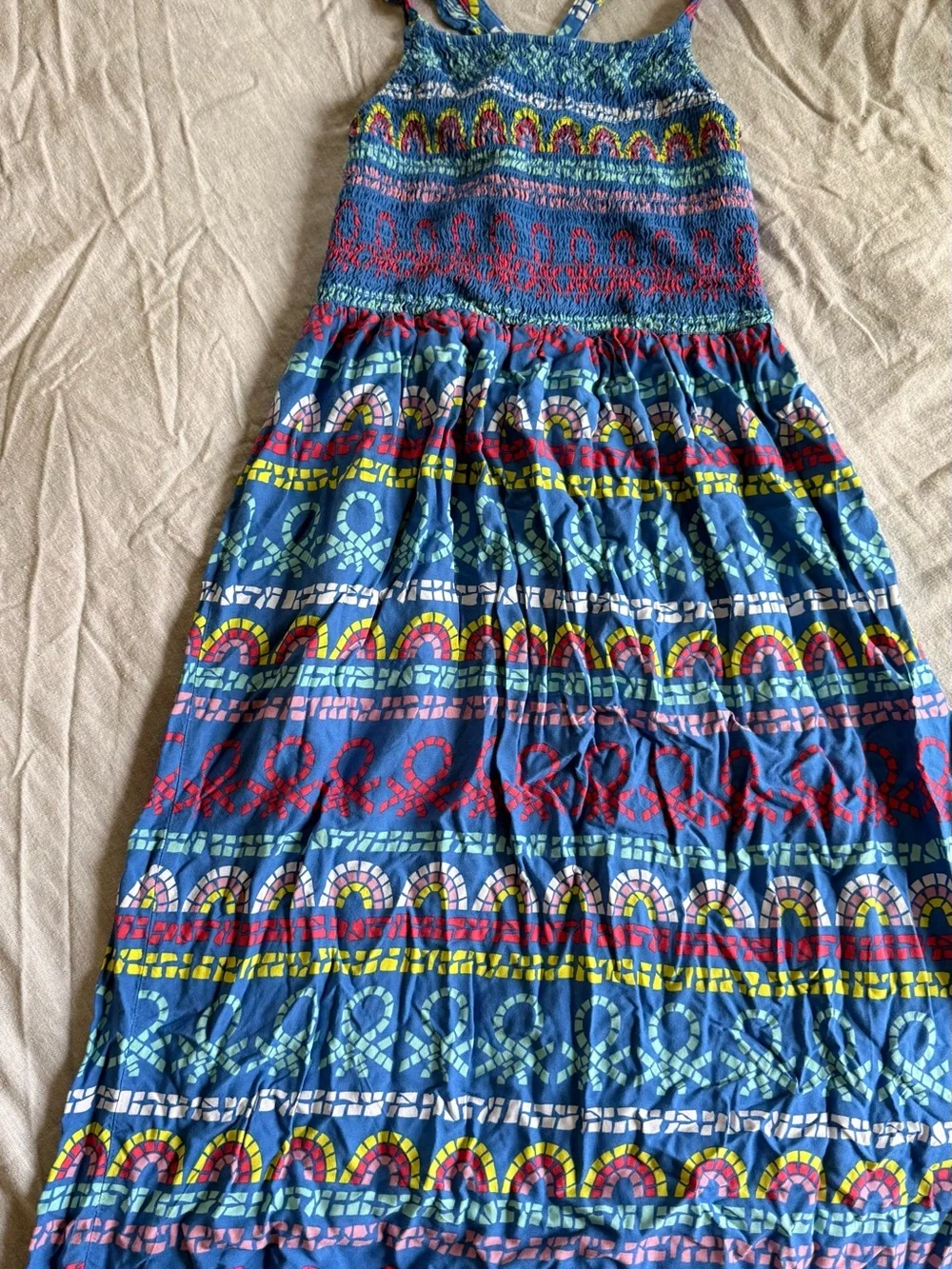 United Colors Of Benetton Blue Multicolor Printed Sundress for Girls